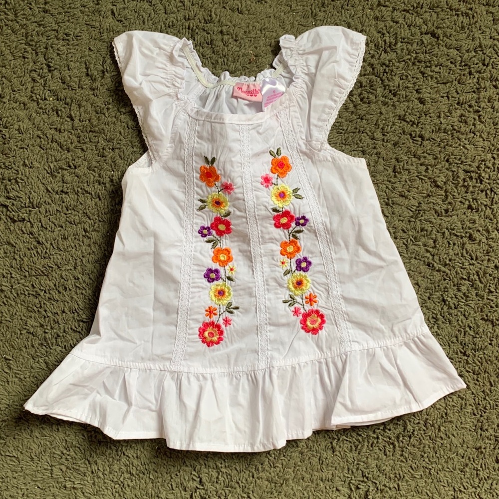 Like new girls NANNETTE white crisp cotton top, 6